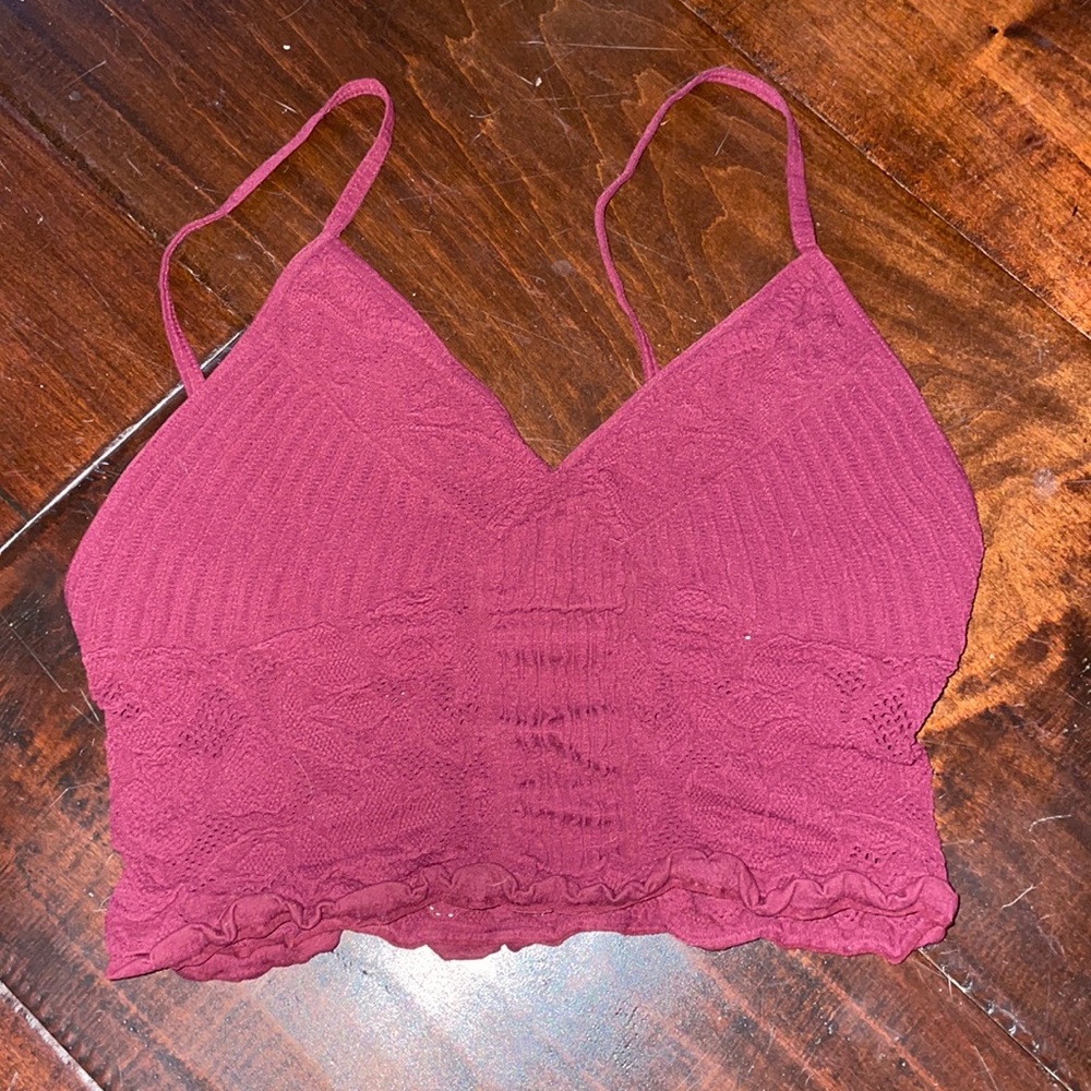 Free People Maroon Fitted Stretchy Bralette Top
